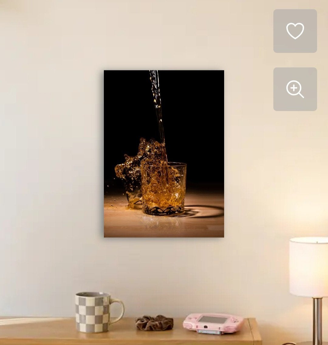 Displate metalen poster - Whisky Splash, Ophalen, Minder dan 50 cm, Zo goed als nieuw, Foto of Poster