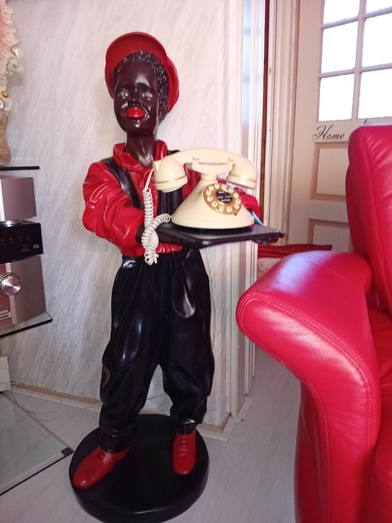 Uniek Beeld "Telefoon-boy" met Telefoon (Vintage look), Ophalen, Zo goed als nieuw, Mens