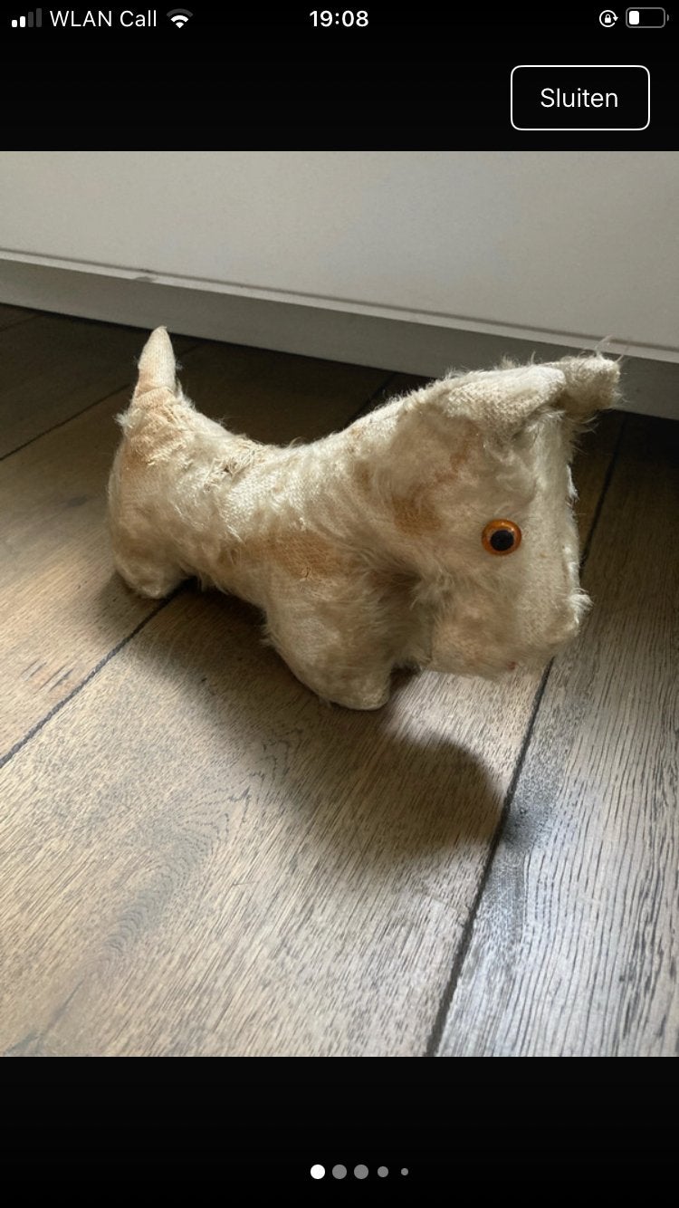 Schotse terrier knuffel vintage mohair steiff stijl, Ophalen of Verzenden, Zo goed als nieuw, Stoffen beer, Overige merken