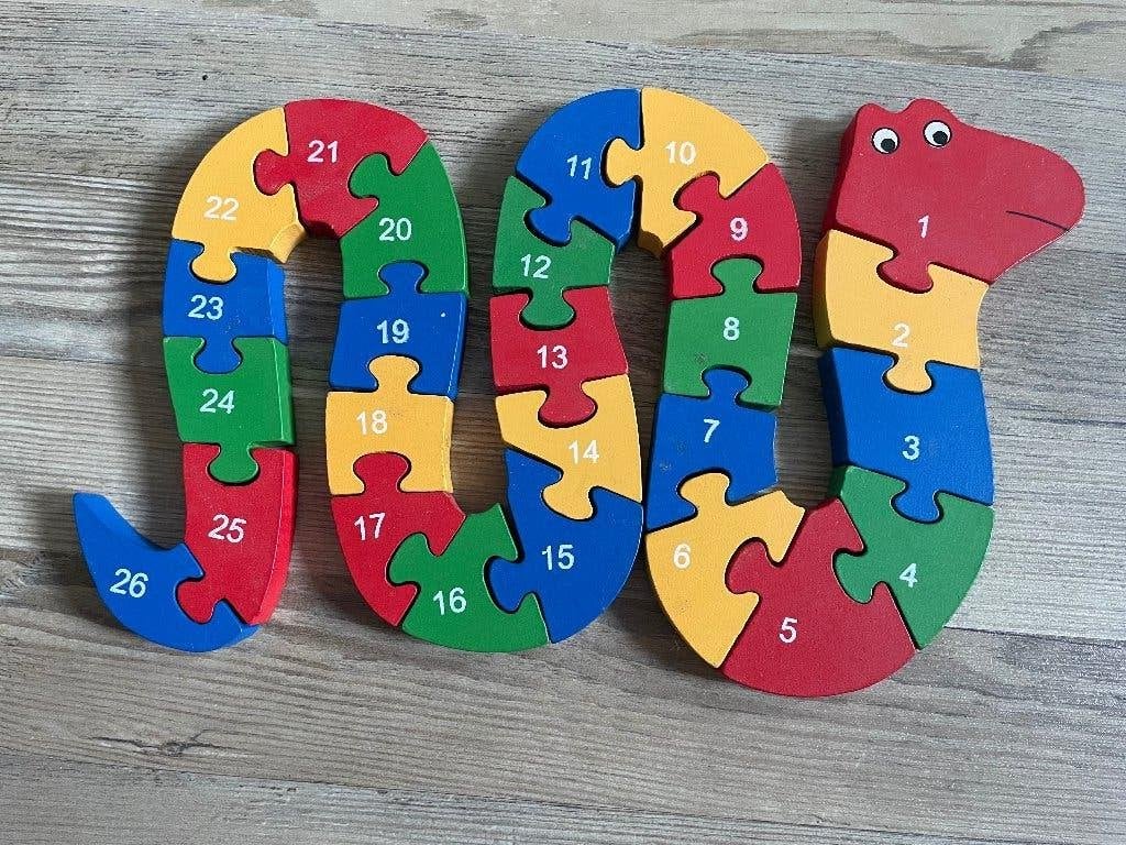 Houten puzzel slang, Ophalen, Gebruikt, 10 tot 50 stukjes, Van hout