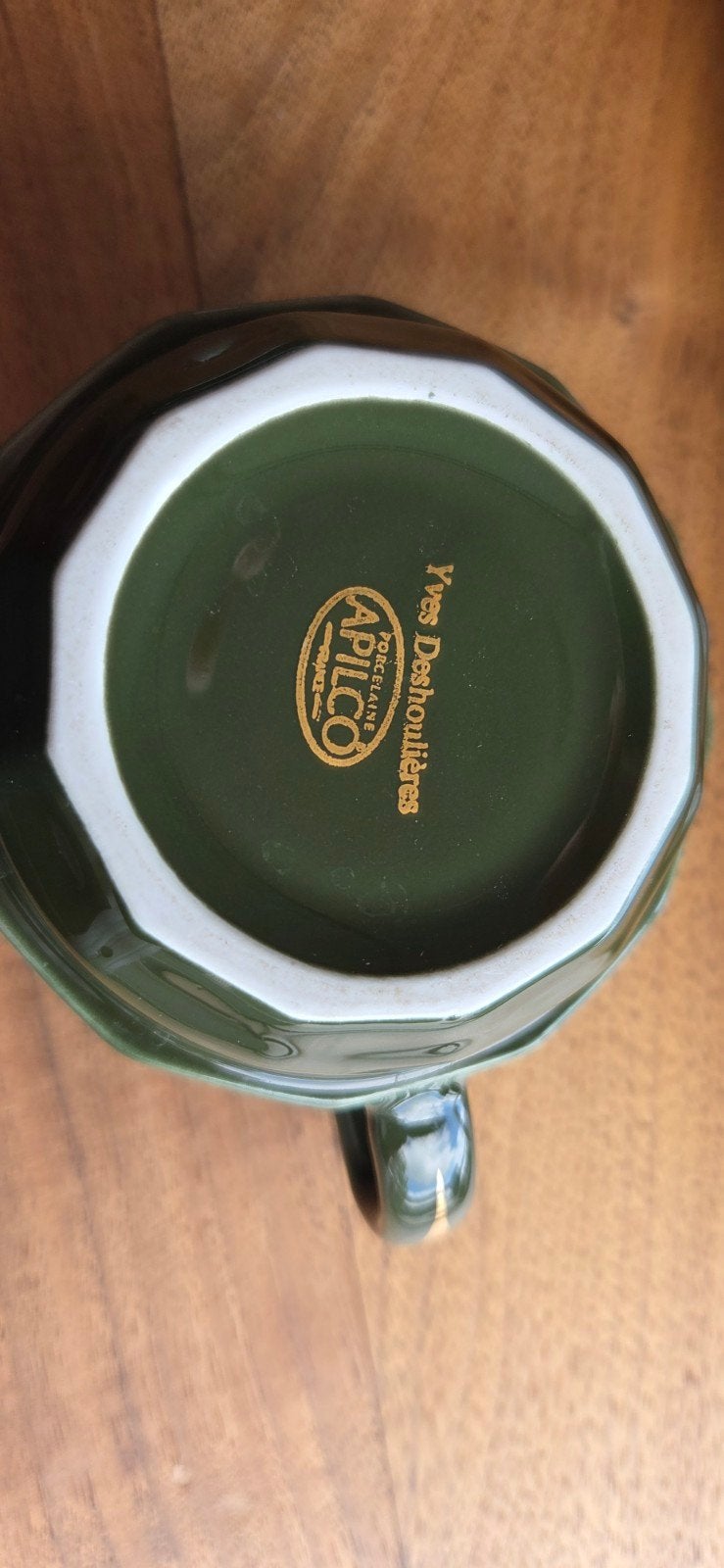 Vintage Apilco Yves Deshoulieres servies - Groen/Goud, Ophalen