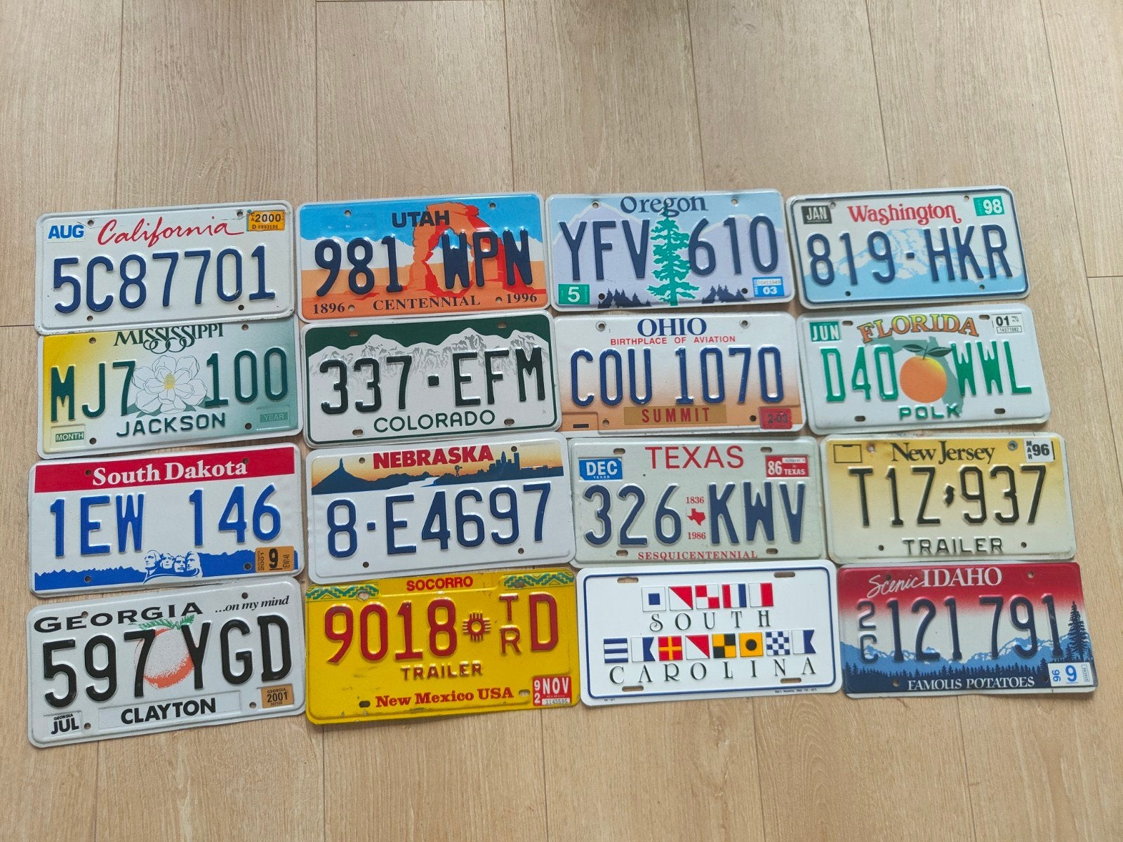 16 USA license plates (Amerikaanse kentekenplaten, Ophalen of Verzenden, Zo goed als nieuw, Auto's