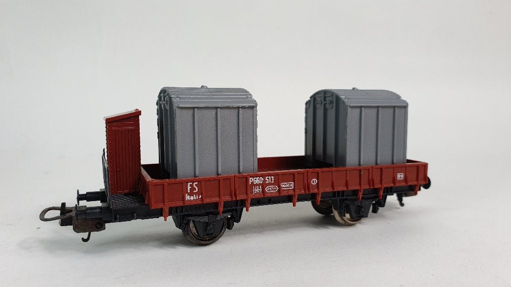 Lima 660513 H0 platte wagon met 2 containers. S29, Tweedehands verkoop, Tweedehands verkoop, Wisselstroom, Gebruikt