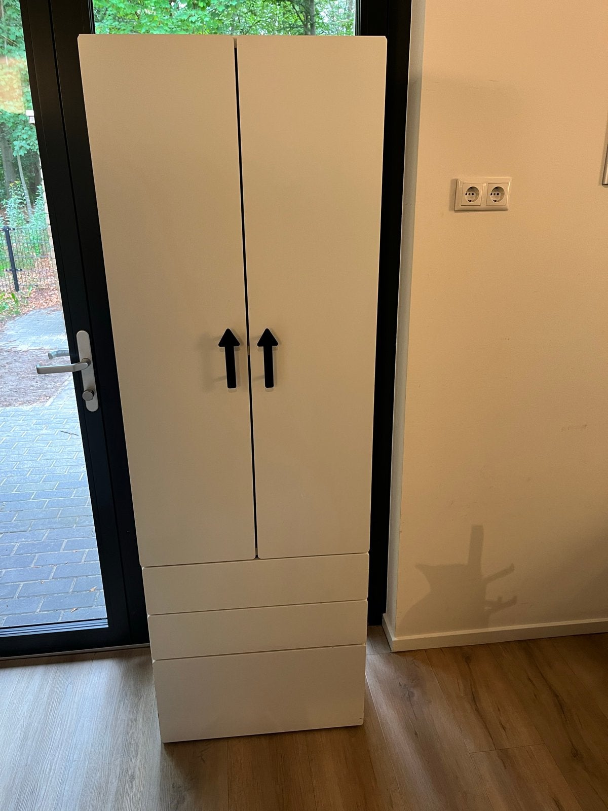 Witte kledingkast met lades en deuren, Gebruikt, Met lade(s), 150 tot 200 cm, 25 tot 50 cm
