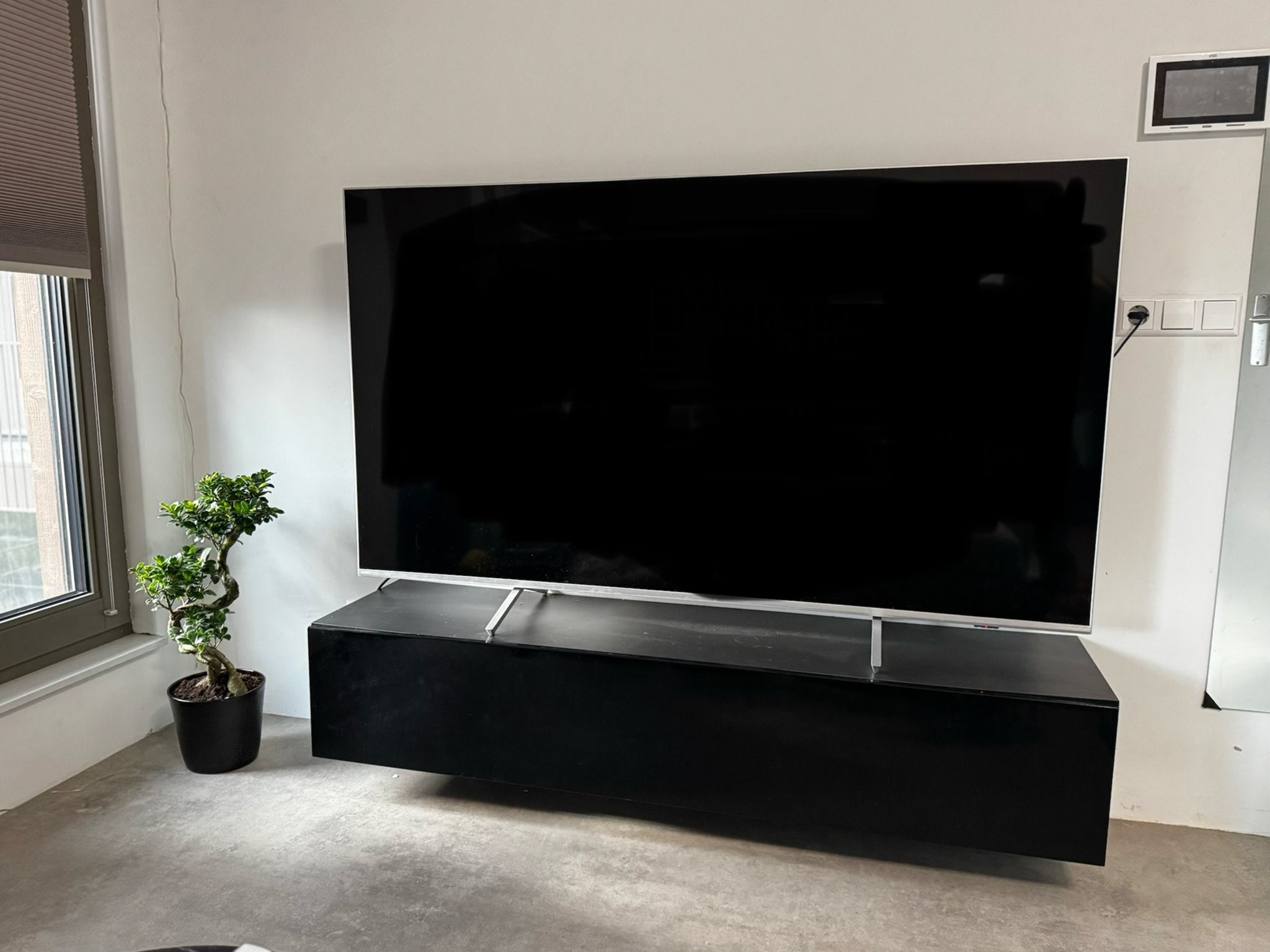 TV-Meubel Flame - Zwart glans/mat - L160xD40xH30 zwevend, Ophalen, Overige materialen, 150 tot 200 cm, Zo goed als nieuw