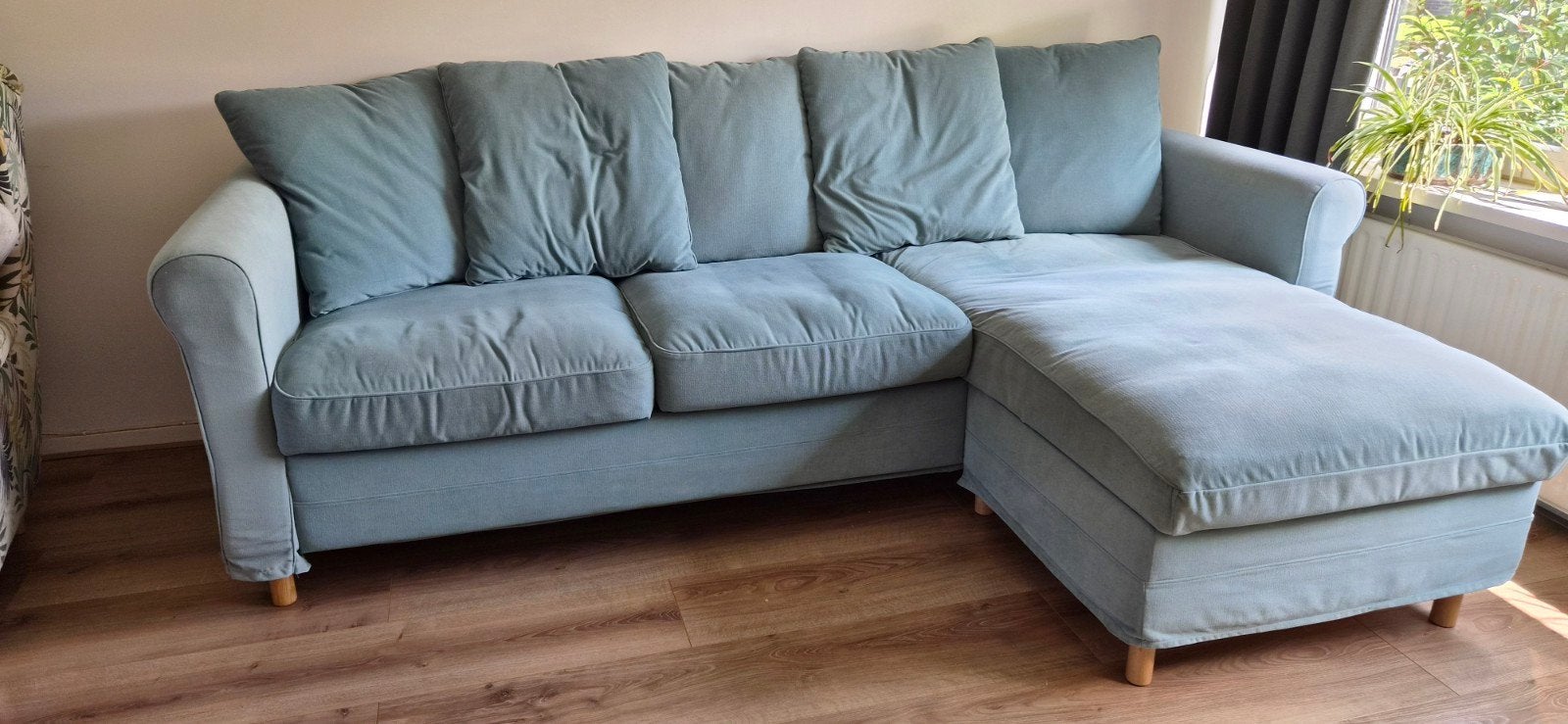 IKEA GRÖNLID 3-zitsbank met chaise longue mintgroen, Huis en Inrichting, Ophalen, Gebruikt, Driepersoons, 200 tot 250 cm