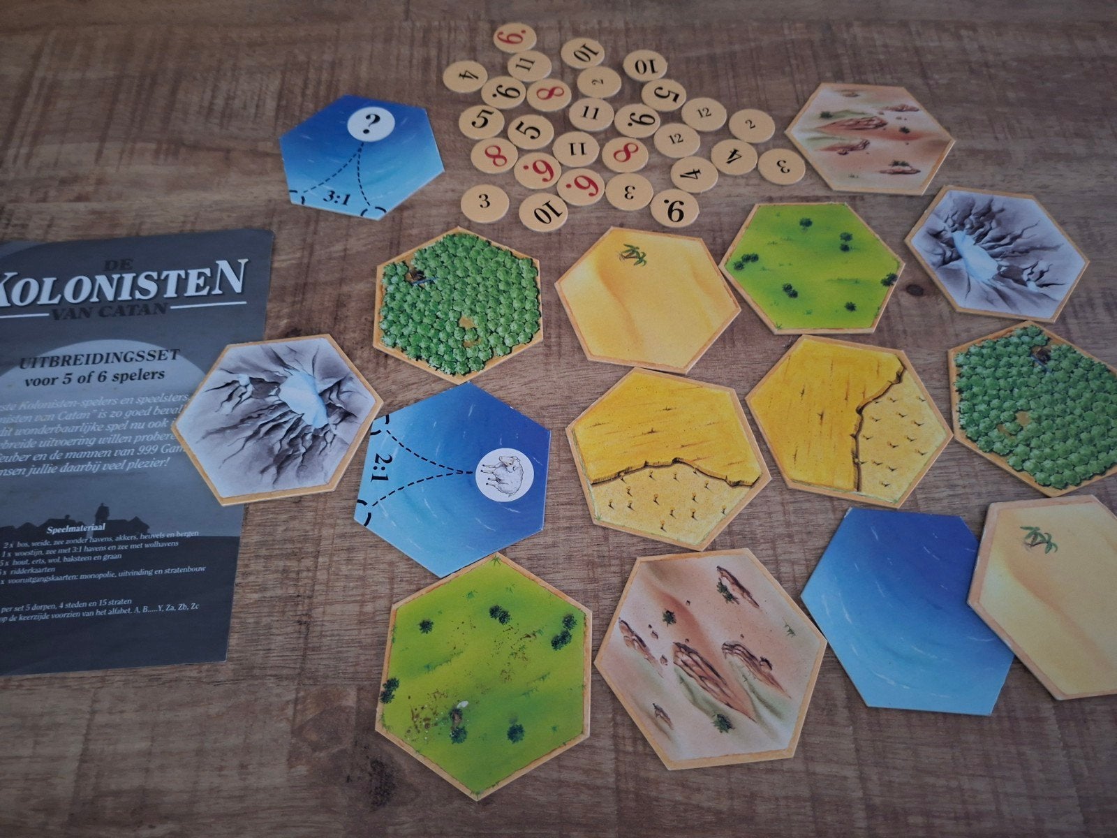 Catan 5 6 spelers tegels en getallenfiches, Ophalen of Verzenden