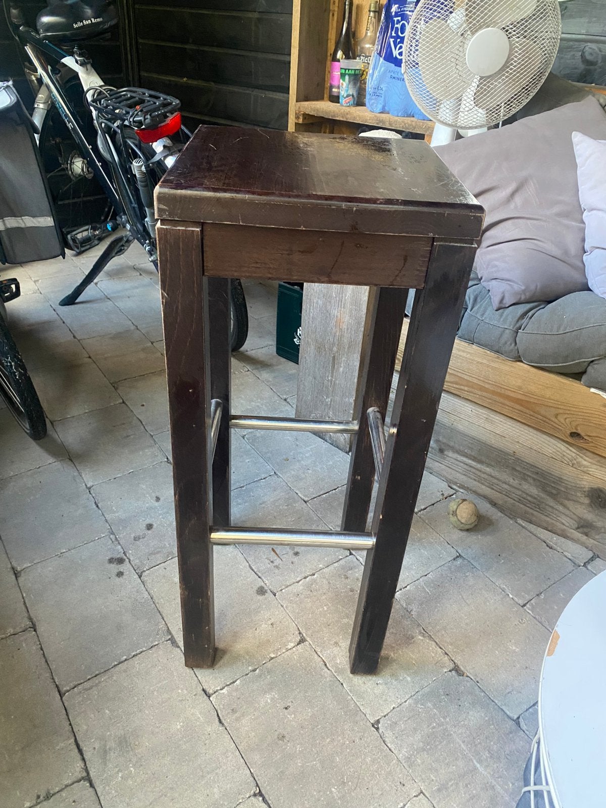 Mooie stevige houten barkrukken vintage/cafe, Ophalen, Gebruikt
