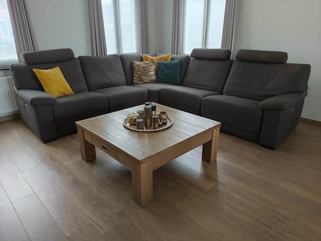 Mooi groot hoeksalon met drie relaxzetels, Huis en Inrichting, Ophalen, Gebruikt, Stof
