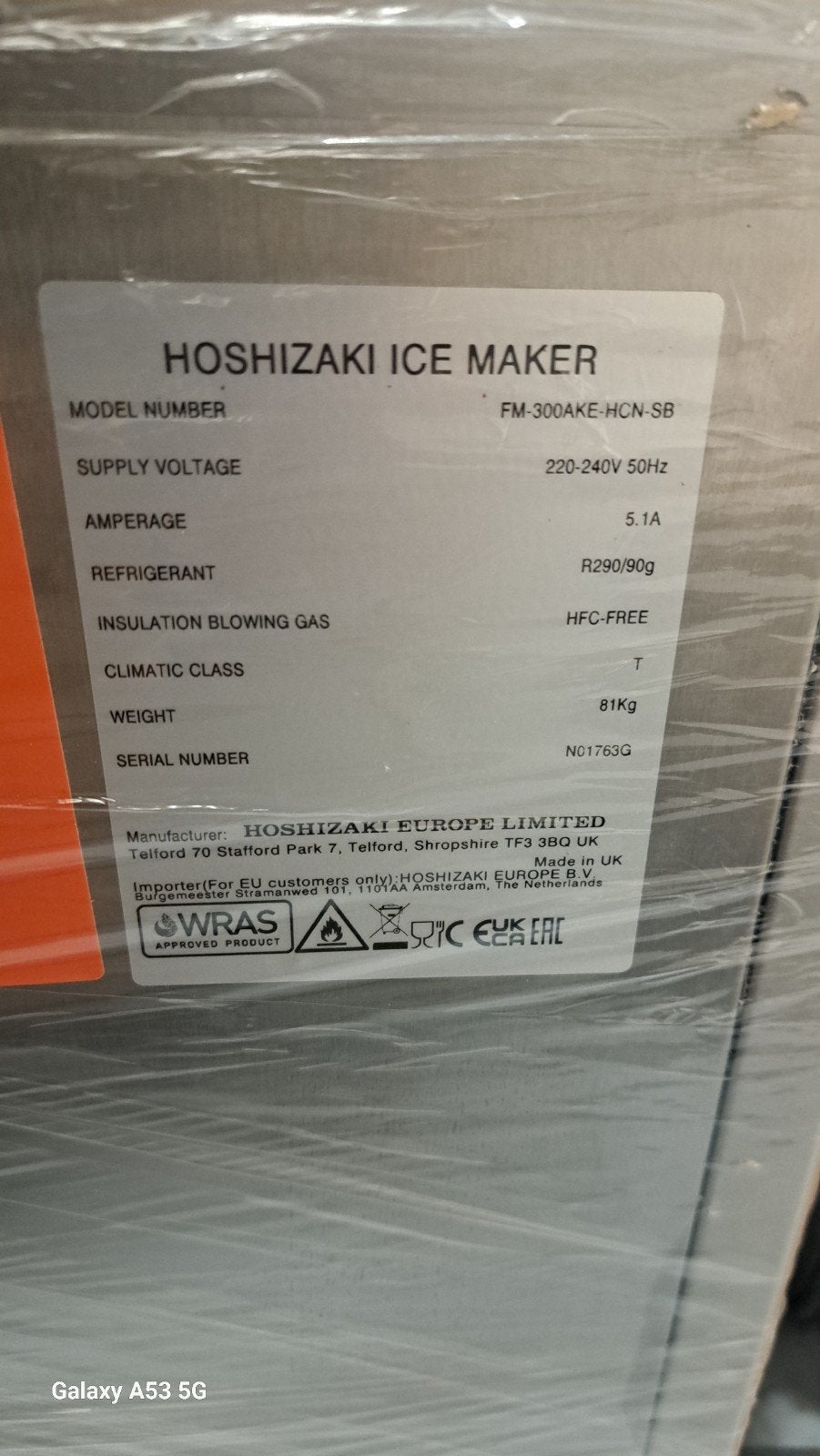 Hoshizaki Nugget IJsblokjesmachine FM-300AKE-HCN-SB, Zonder vriesvak, 200 liter of meer, Nieuw, 45 tot 60 cm