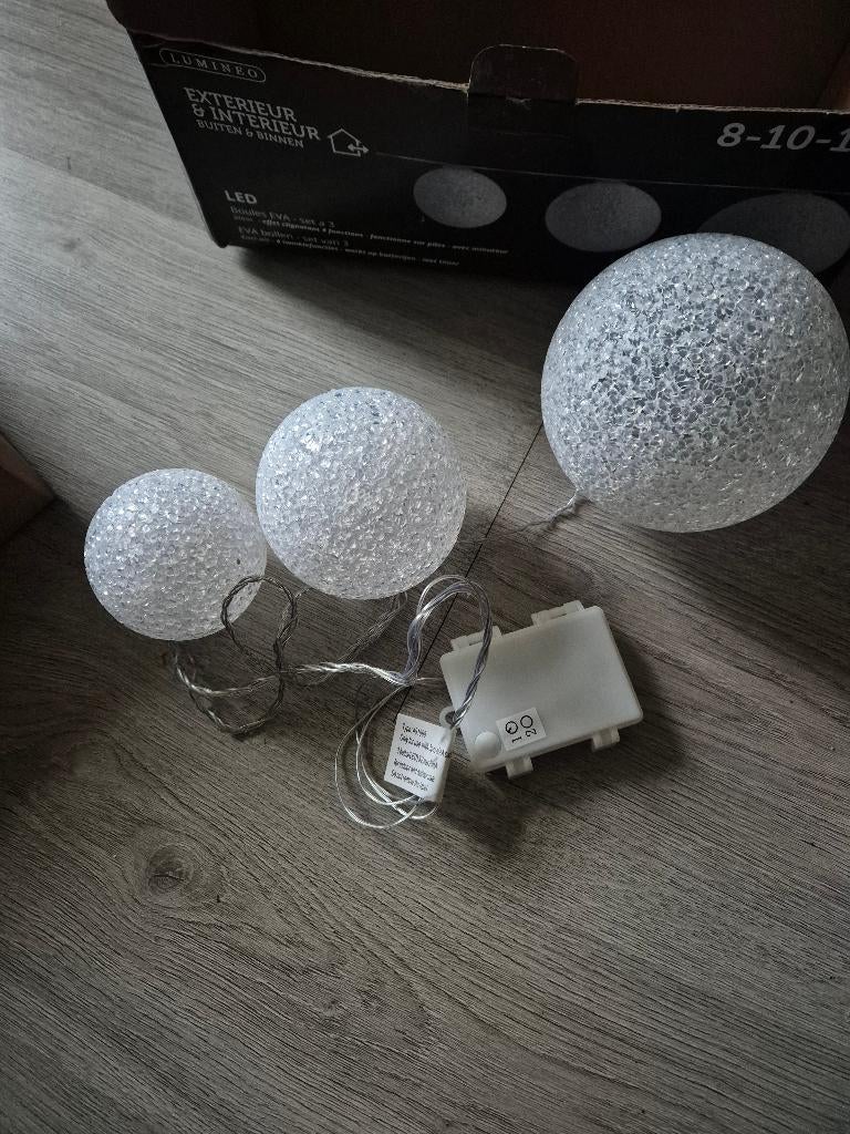 lumineo led ballen 3 dellig eva kerst sneeuw achtig, Ophalen of Verzenden, Nieuw