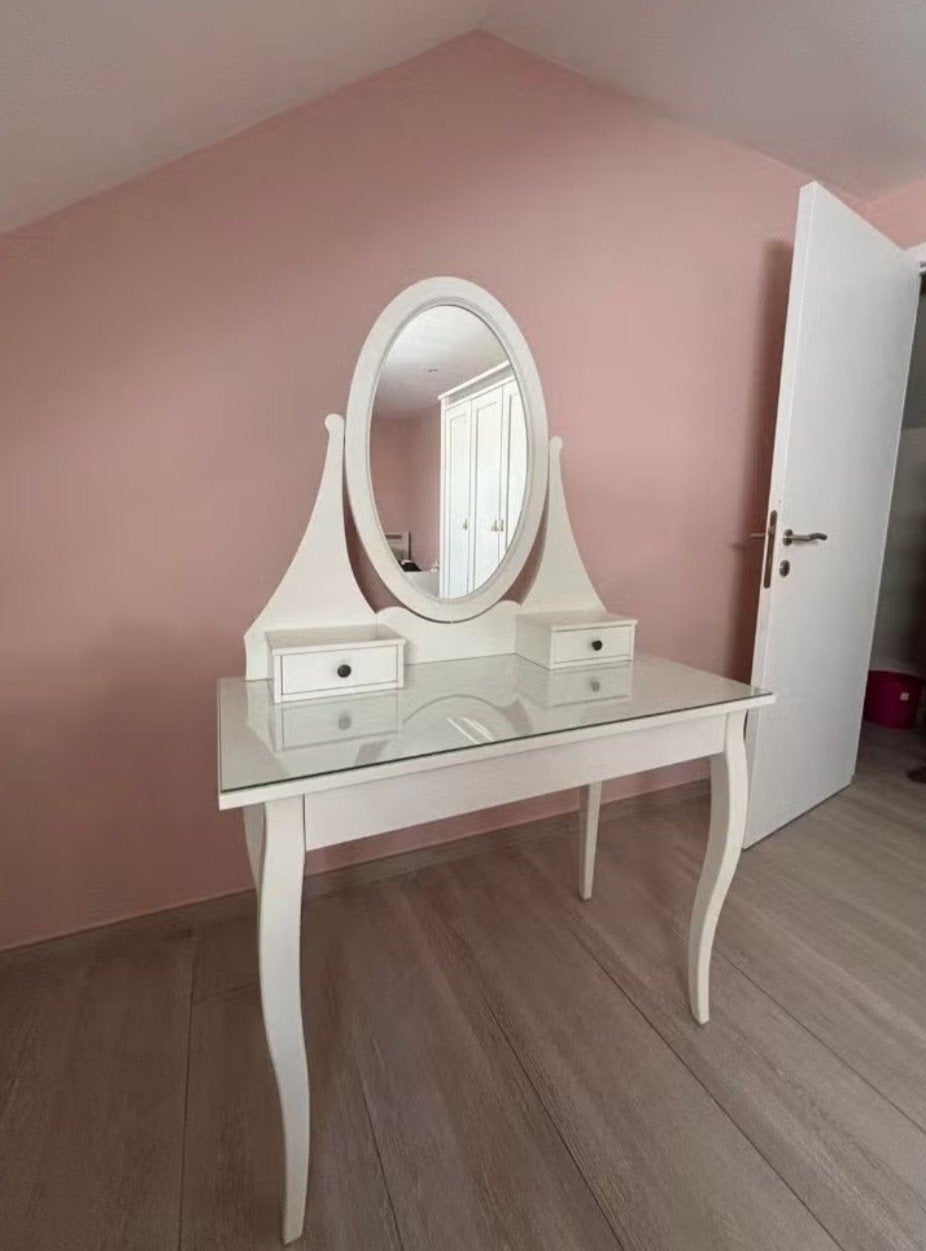 Ikea Hemnes make-up tafel kaptafel met spiegel, Ophalen, Gebruikt, 50 tot 100 cm, Minder dan 100 cm