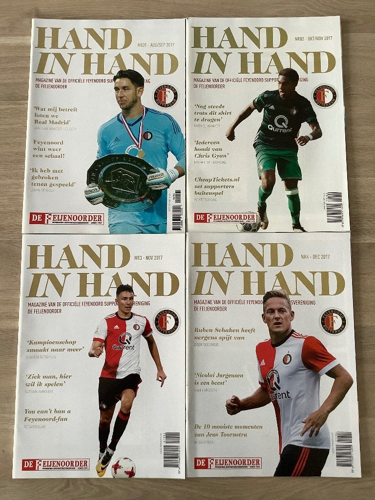 Hand in hand Magazines De Feijenoorder 2017-2018, Verzamelen, Sportartikelen en Voetbal, Ophalen of Verzenden, Zo goed als nieuw