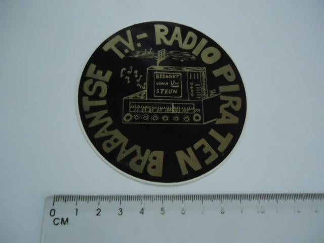 sticker oud Brabant piraat piraten radio zender tv retro, Verzenden, Zo goed als nieuw, Bedrijf of Vereniging