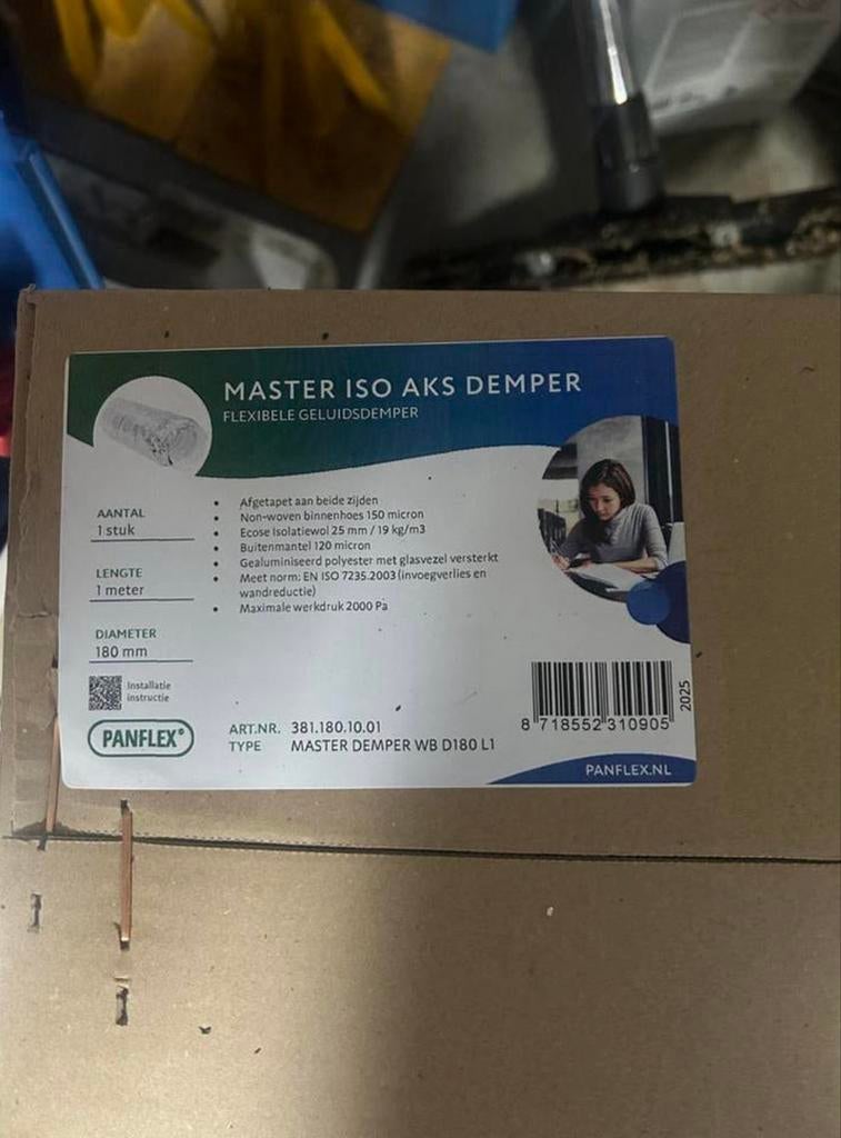 Panflex Master ISO AKS Geluiddemper WB D180mm L1m, Ophalen, Nieuw, Afzuiger