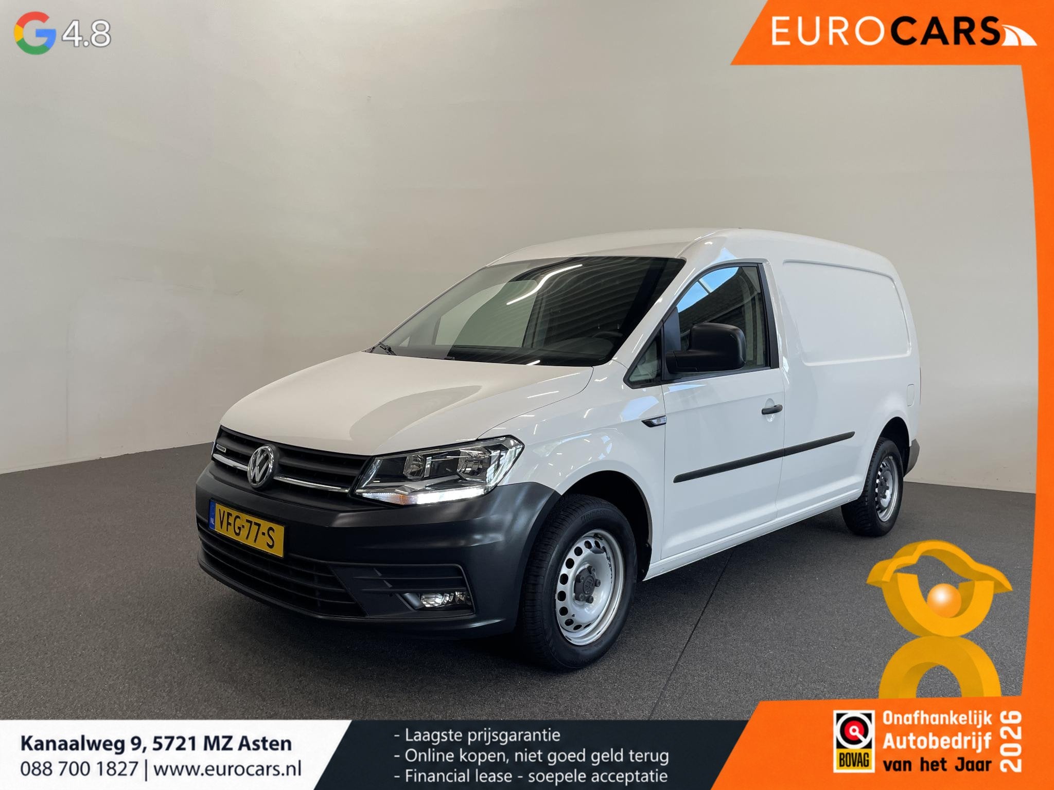 Volkswagen Caddy 1.4 TGI L2H1 EcoFuel Maxi Comfortline Airco, Auto's, Dealer onderhouden, Stof, Gebruikt, Zwart
