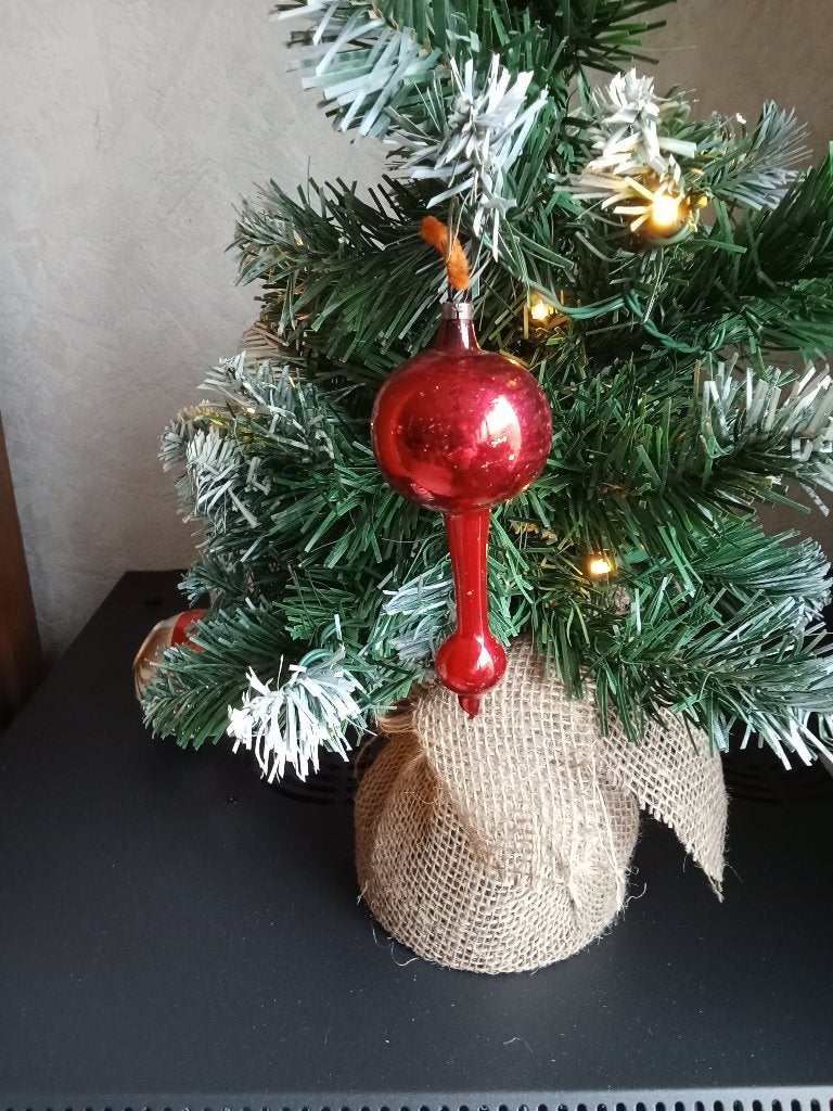 Oude apart model rode kerstbal van oud dun glas, Diversen, Ophalen of Verzenden, Gebruikt