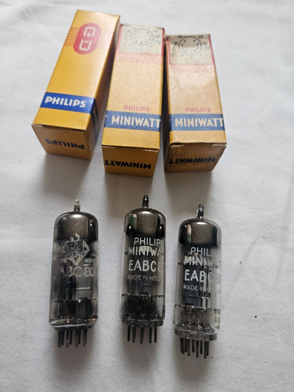 3xPhilips Miniwatt EABC80 buizen - Made in Holland, Ophalen of Verzenden
