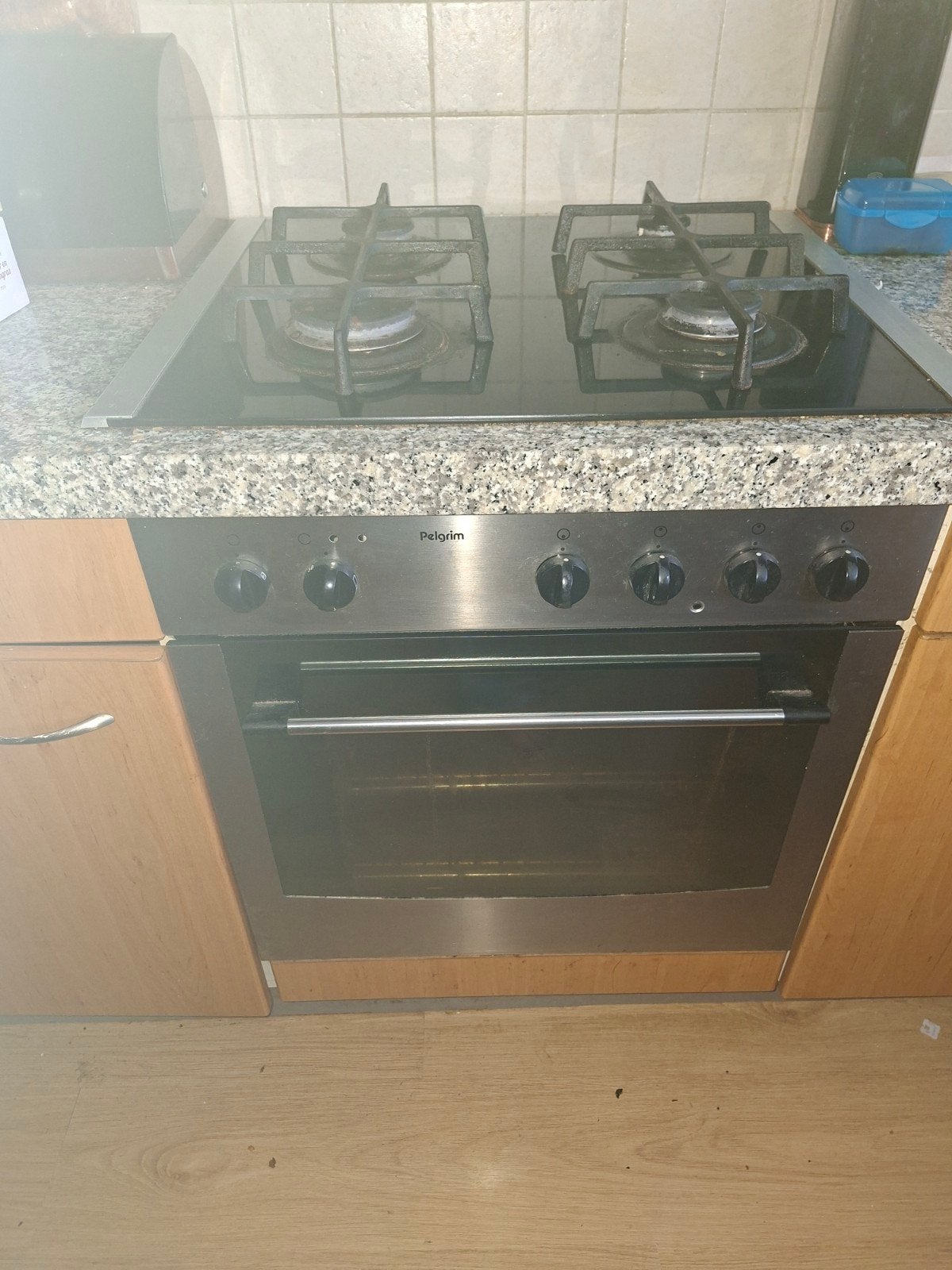 Pelgrim oven en gas op glas fornuis, Ophalen, Gebruikt, Hete lucht, 4 kookzones