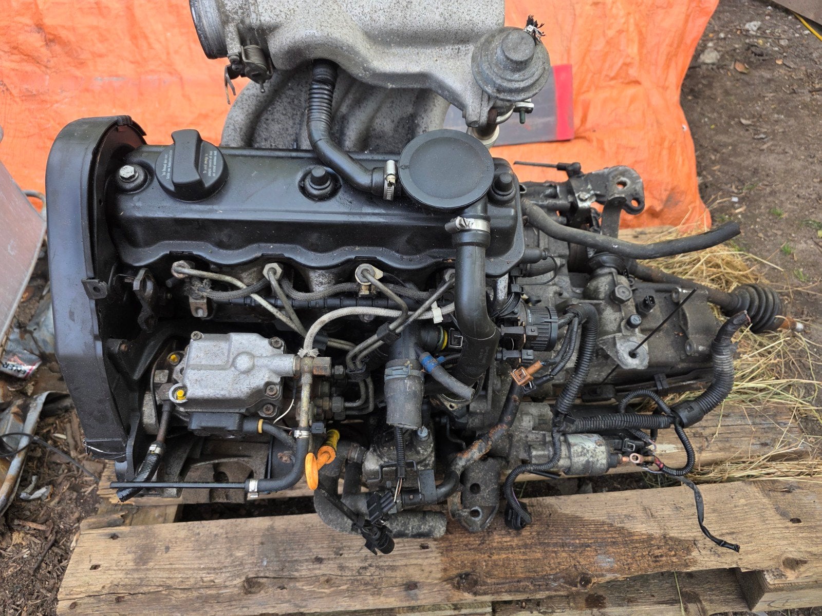 VW Caddy MK2 1.9 SDI Motor met 5-bak en startmotor, Ophalen of Verzenden