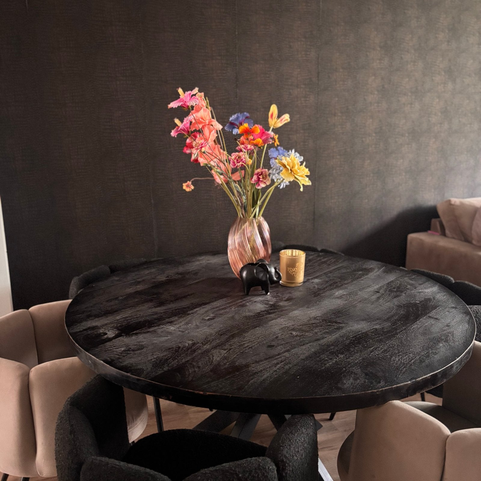 Zita Home Eettafel El Rond - 140cm - Zwart, Ophalen, Gebruikt, 100 tot 150 cm, Rond