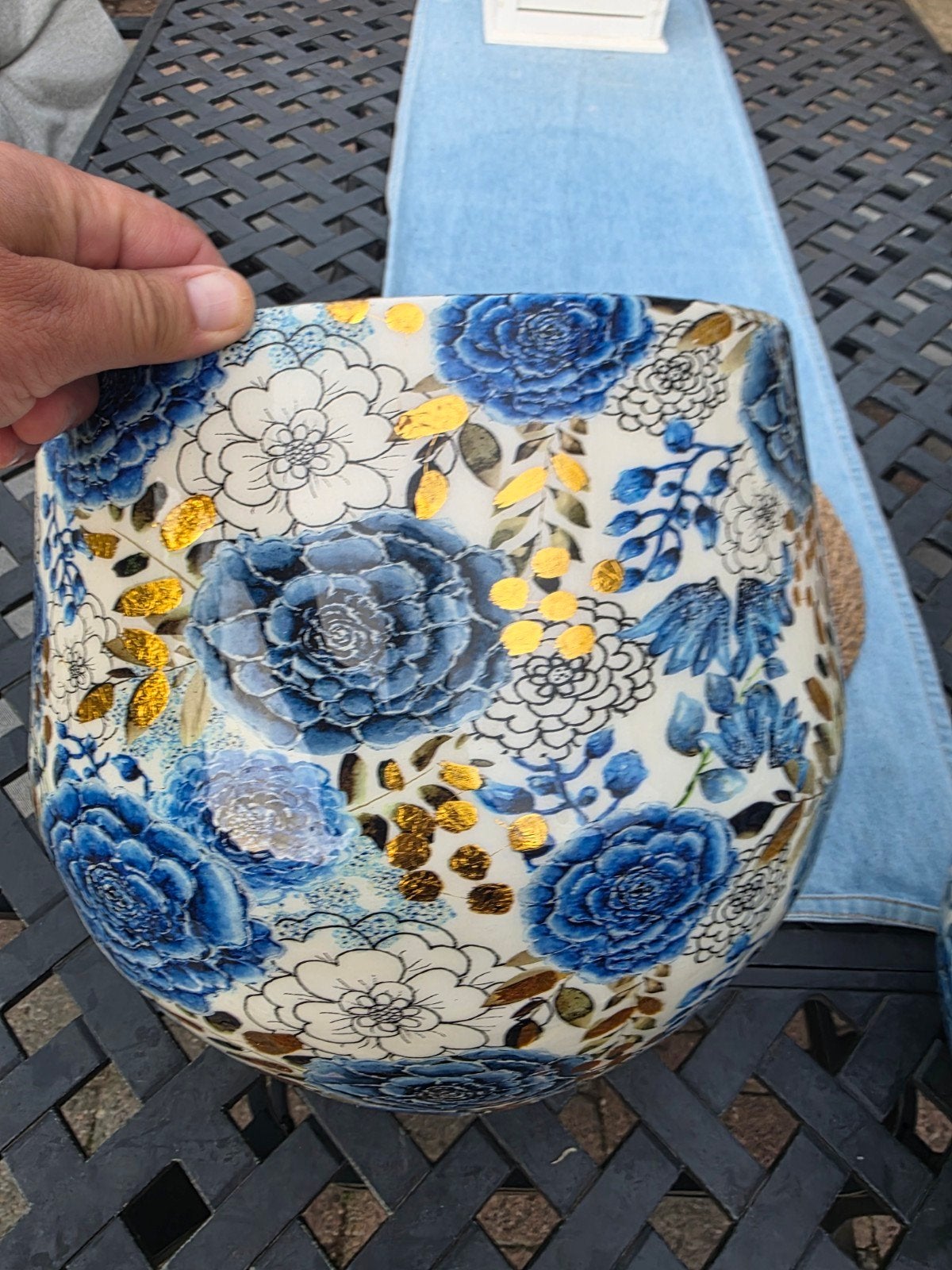 Set van 2 Lammie bloempotten met blauw bloemmotief, Overige materialen, Gebruikt, Minder dan 40 cm, Ophalen