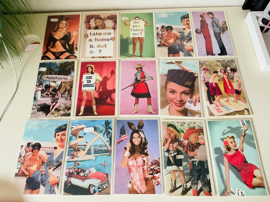 Set met 15 retro wenskaarten, Diversen, Ophalen of Verzenden, Nieuw