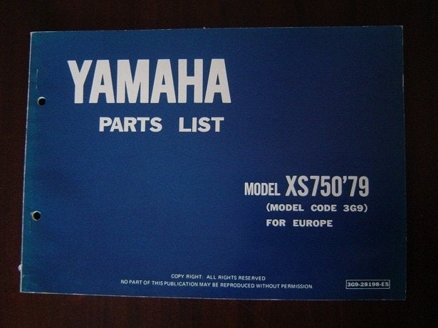 Yamaha XS750 1979 motorcycle parts list XS 750, Ophalen of Verzenden, Yamaha