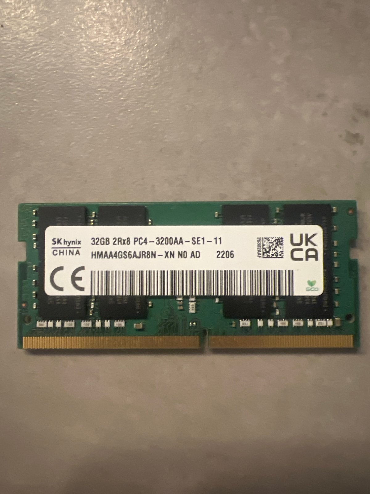 SK Hynix 32GB DDR4 RAM PC4-3200AA Laptop Geheugen, 32 GB, DDR4, Ophalen of Verzenden, Zo goed als nieuw