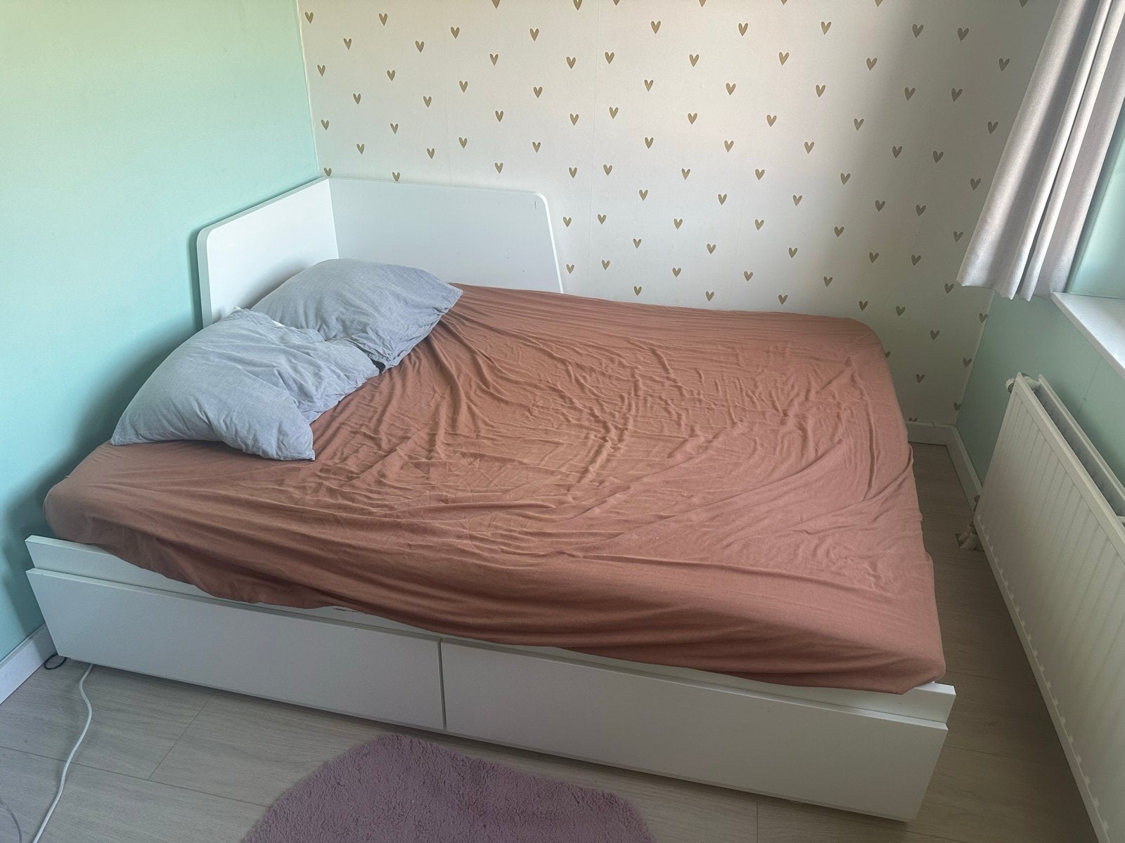 IKEA Flekke uitschuifbaar bed met opberglades, Ophalen, Wit, Tweepersoons, 200 cm