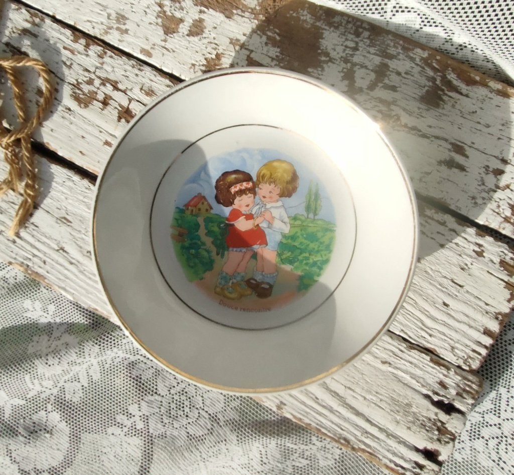 Papbakje Vintage Kinderbordje Verguld randje K&G Lunéville, Ophalen of Verzenden