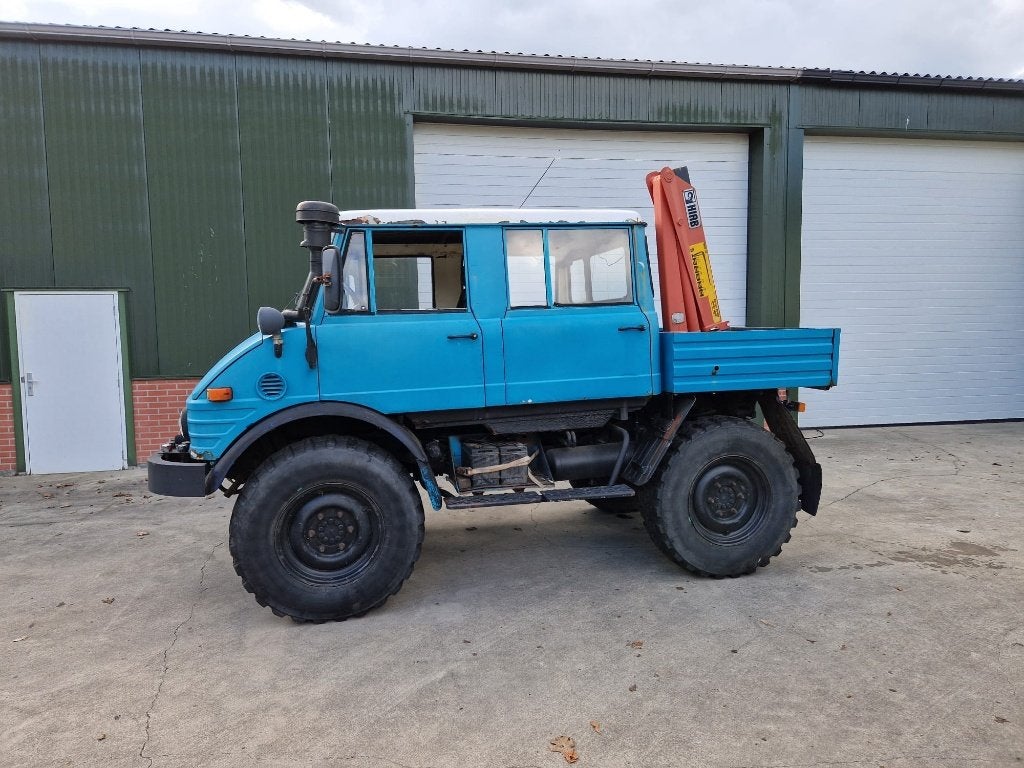 Unimog 406 doka, dubbele cabine en kraan, 80 tot 120 Pk, Tot 2500, Oldtimer, Ophalen