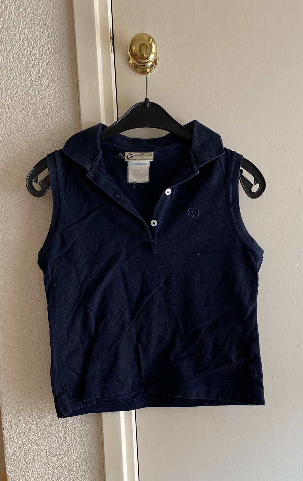 Sergio Tacchini cropped polo donkerblauw mouwloos XS, Zo goed als nieuw, Zonder mouw, Maat 34 (XS) of kleiner, Sergio Tacchini