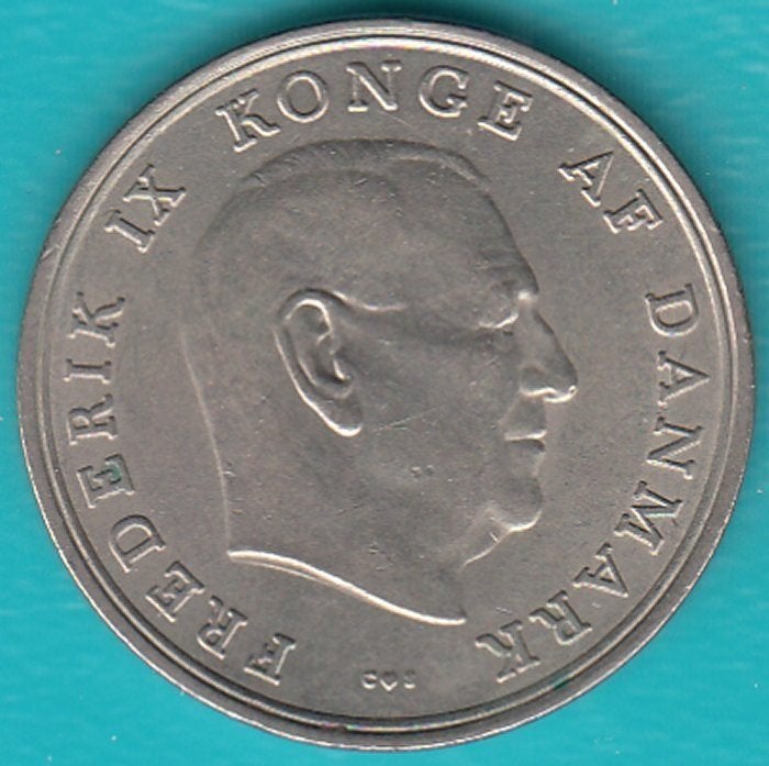 Denemarken 5 Kroner Frederik IX 1968 in munthouder, Ophalen of Verzenden, Overige landen, Losse munt