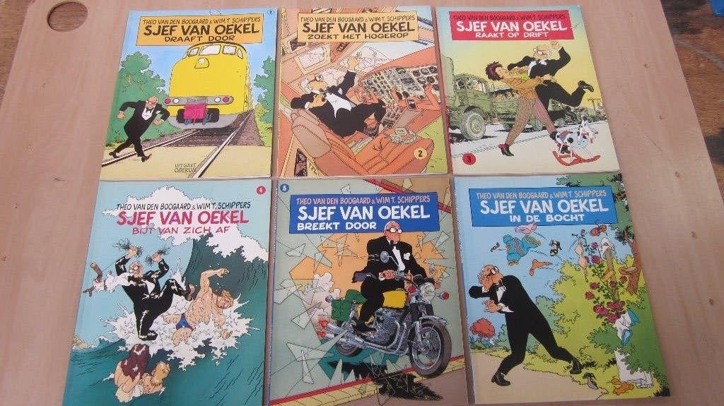 Sjef van Oekel strip albums 6 stuks, Boeken, Gelezen, Theo van den Boogaard & Wim T. Schippers, Ophalen of Verzenden, Meerdere stripboeken