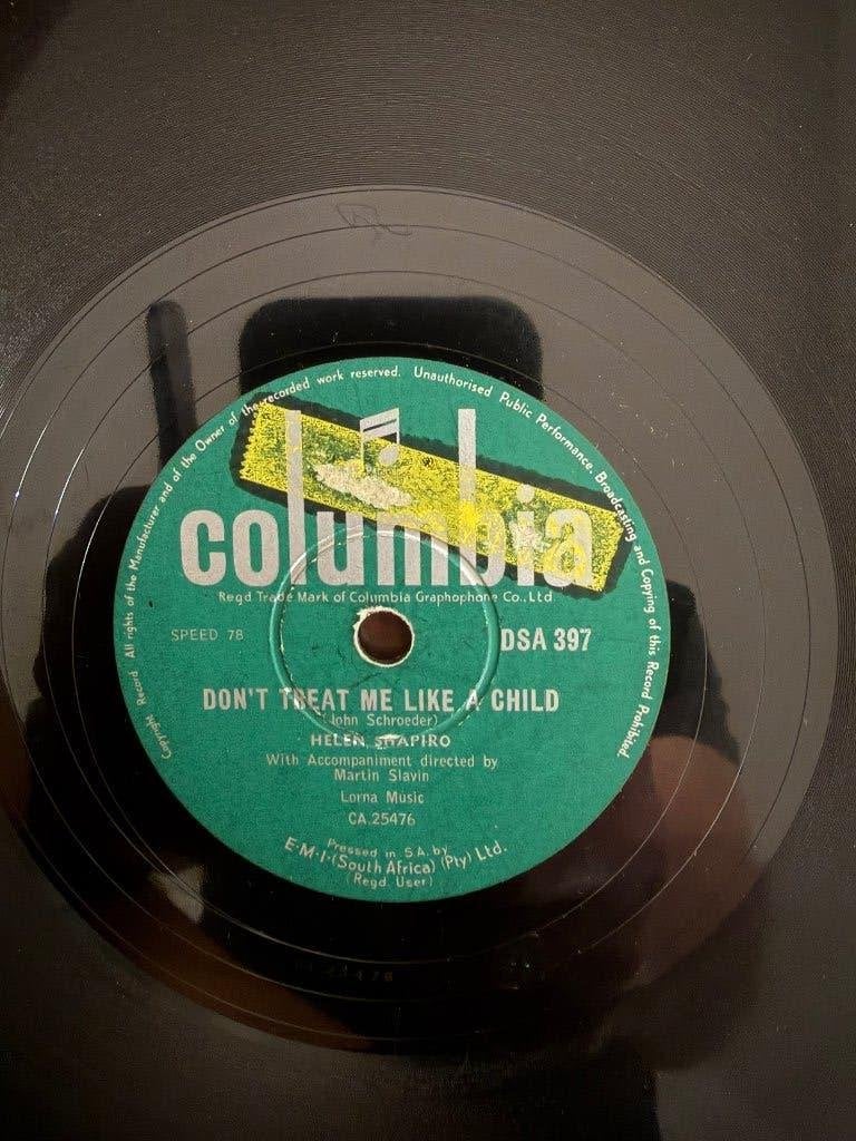 Helen Shapiro 78 RPM Don’t treat me like a child Rare Africa, Gebruikt, 10 inch, Ophalen of Verzenden, Pop