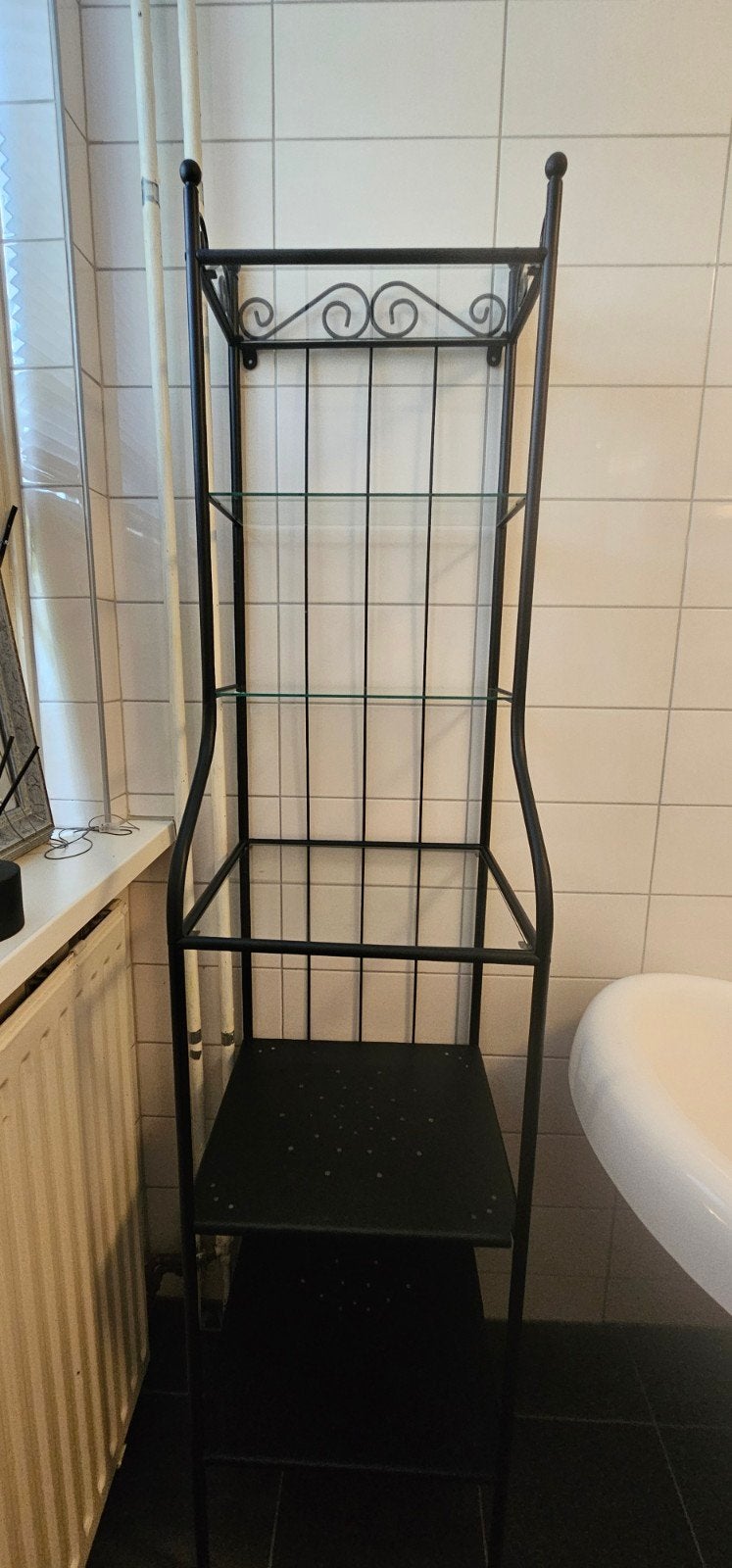 zwarte stellingkast metaal ##Shelving unit ##, Huis en Inrichting, Woonaccessoires | Etagères, Ophalen of Verzenden, Gebruikt