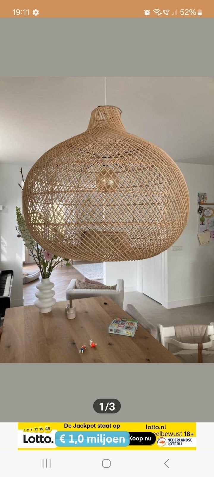 Rotan hanglamp Bregt Objects, Ophalen, Zo goed als nieuw, Natuurlijk materiaal, Bali Boho Ibiza