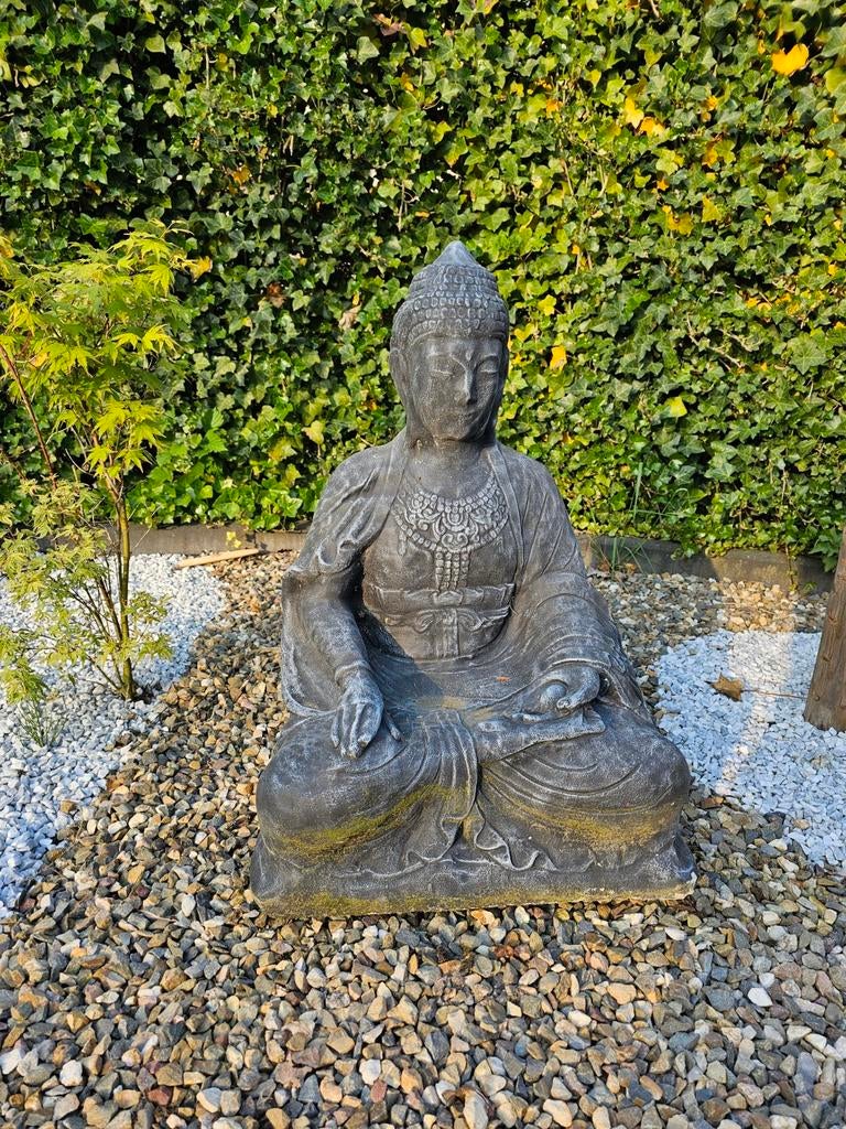 Boeddha beeld voor (japanse) tuin +-85cm, Ophalen, Zo goed als nieuw, Beton, Boeddhabeeld