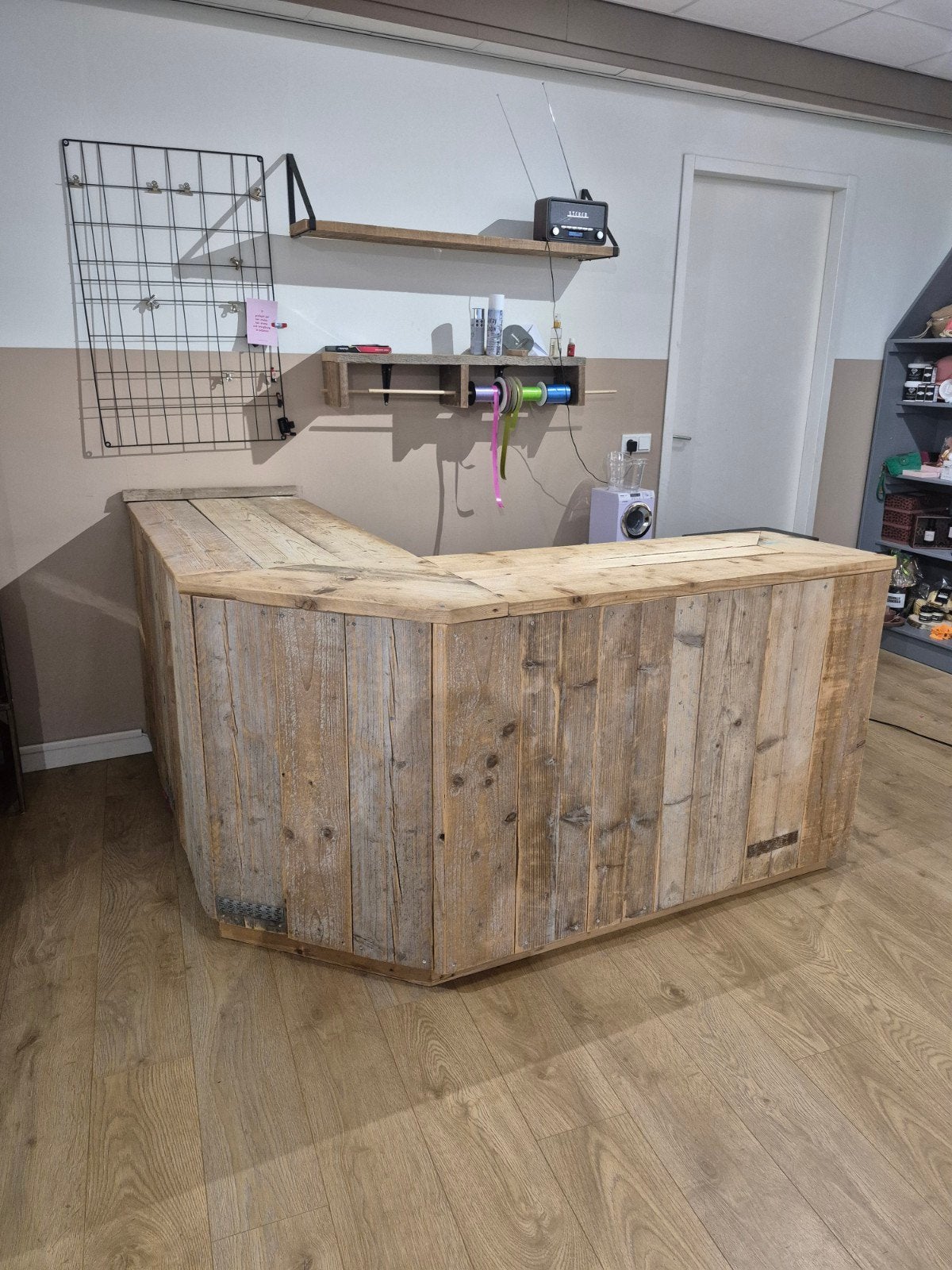 Steigerhouten Balie/ Bar, Huis en Inrichting, Barren, Ophalen, Zo goed als nieuw