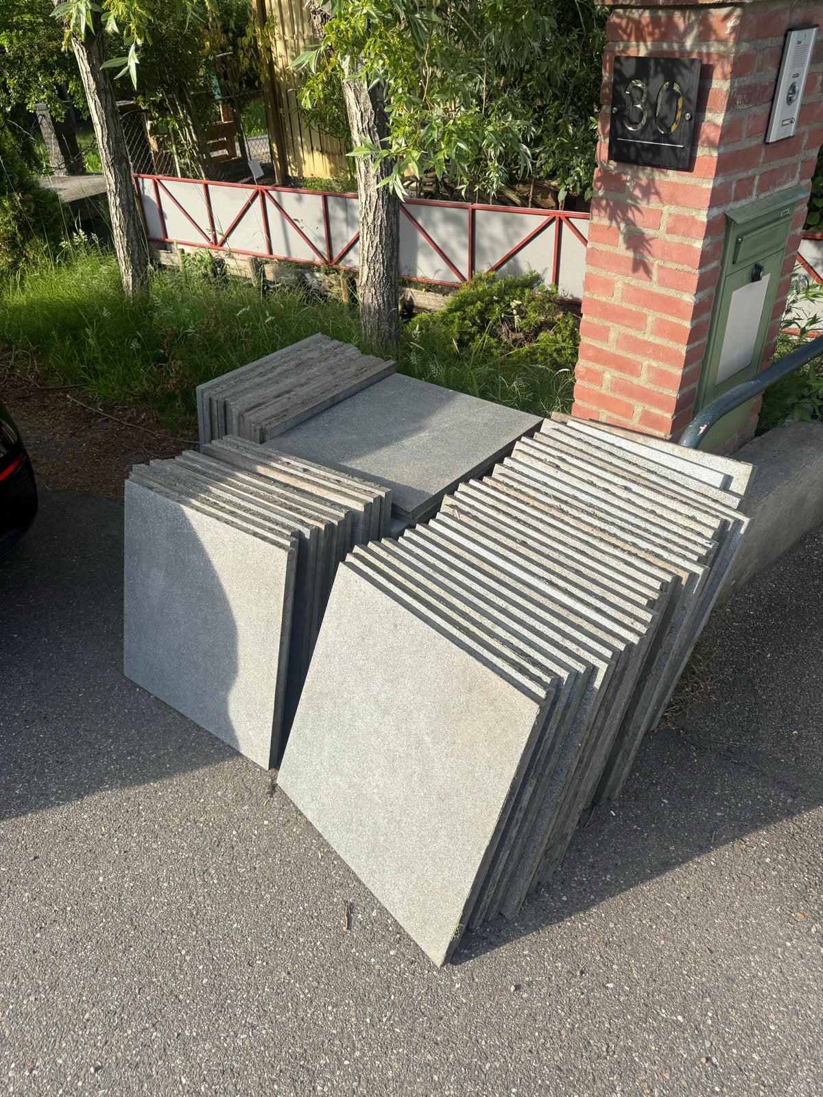 Granieten terrastegels 60x60 cm zo goed als nieuw, Ophalen, 60 cm of meer, Gebruikt, Graniet