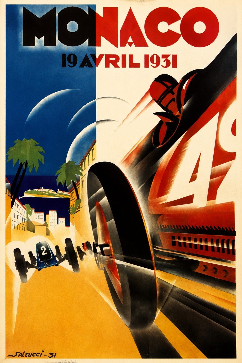 Monaco Grand Prix 1931 Vintage Poster - Salucci, Ophalen of Verzenden
