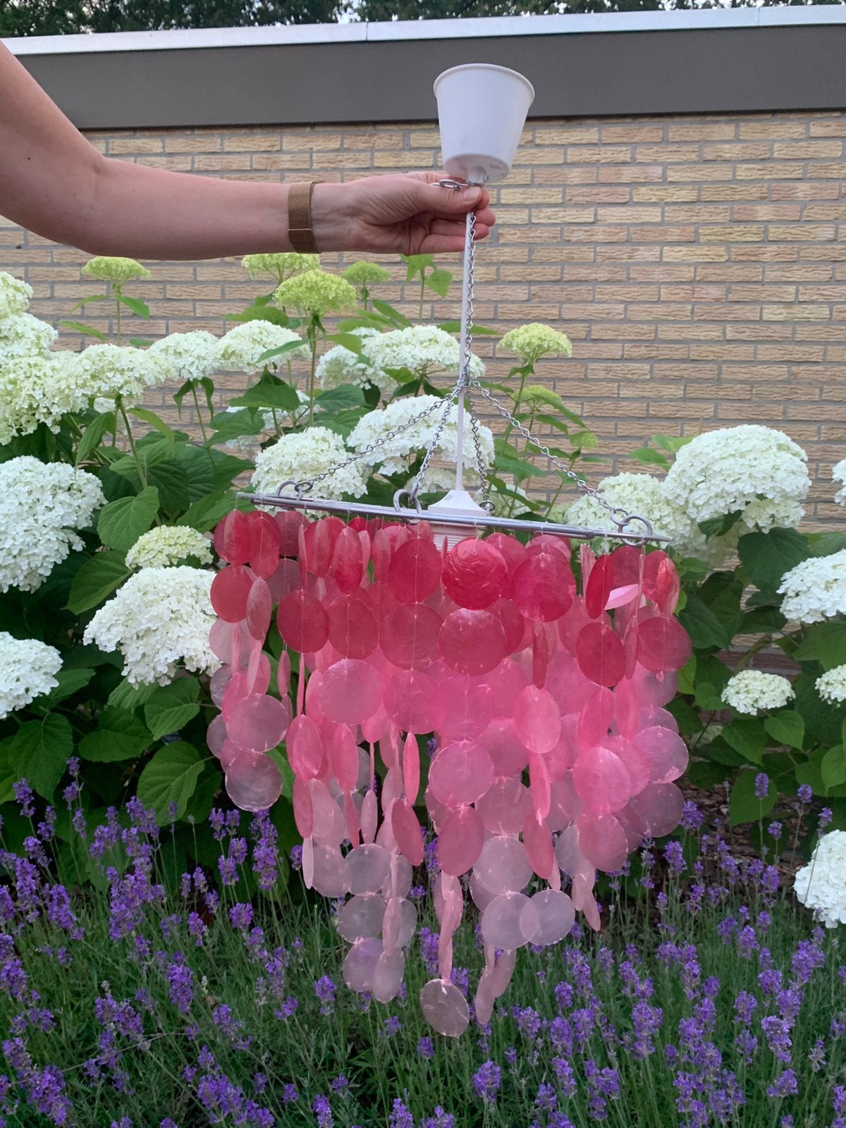 Hang lamp roze, Ophalen of Verzenden, Gebruikt, Natuurlijk materiaal