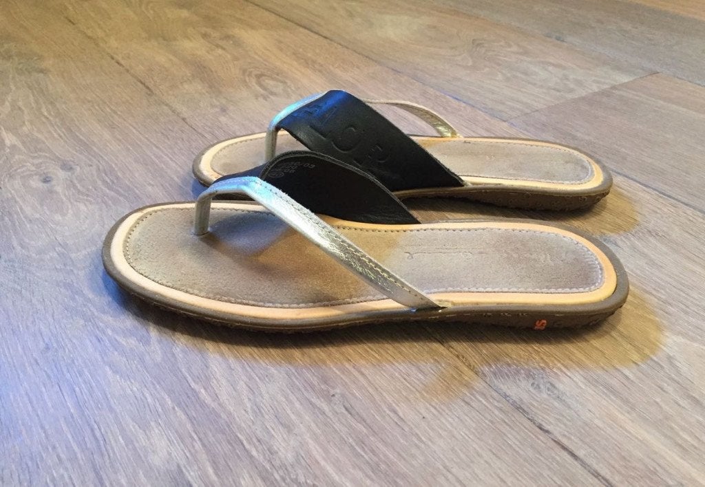 Floris van Bommel teenslipper zwart & zilver leer mt 40, Slippers, Overige kleuren, Floris van Bommel, Nieuw