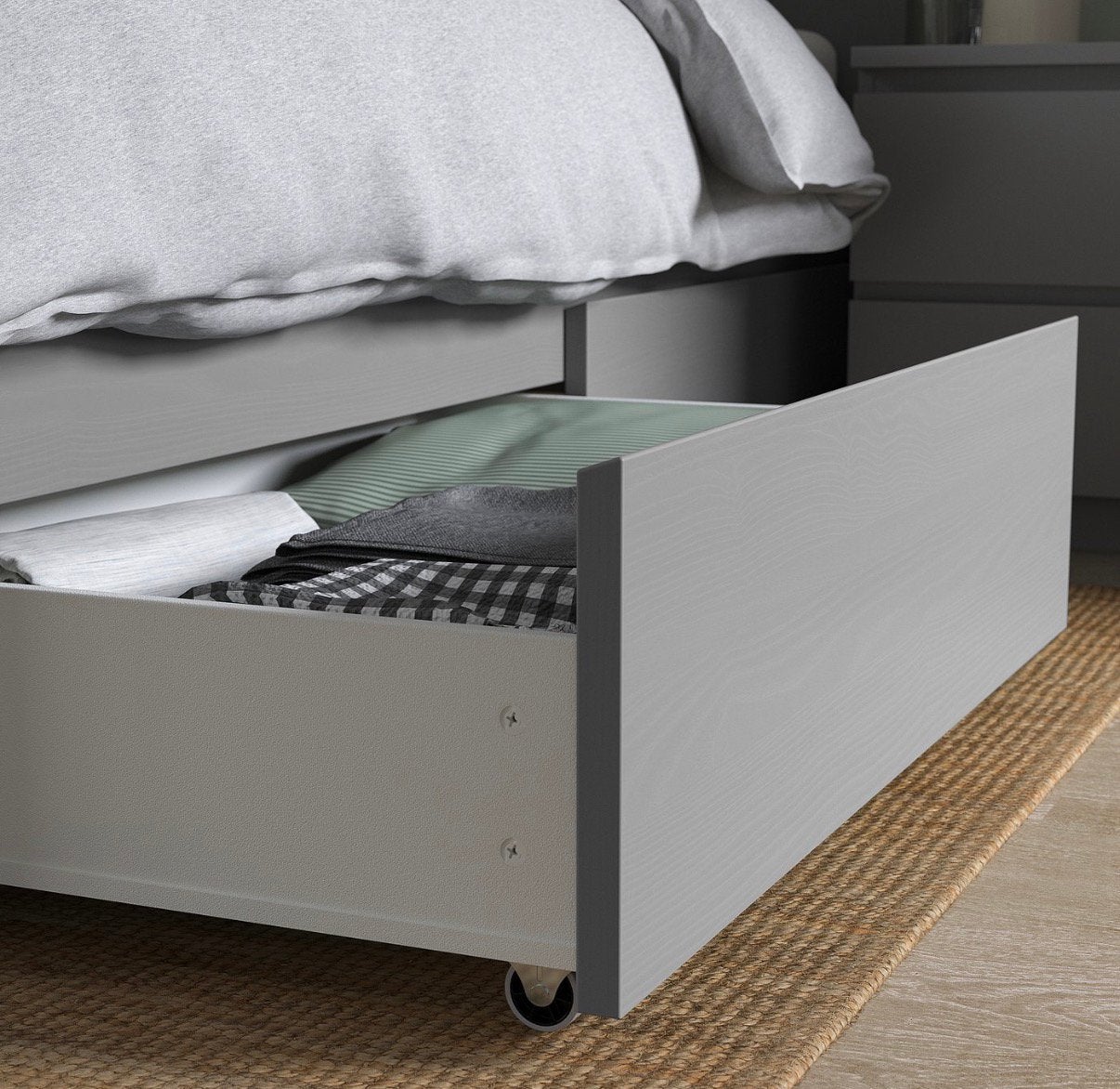 Ikea Malm bedlades, grijs geglazuurd, NIEUW in doos., Huis en Inrichting, Ophalen, Nieuw