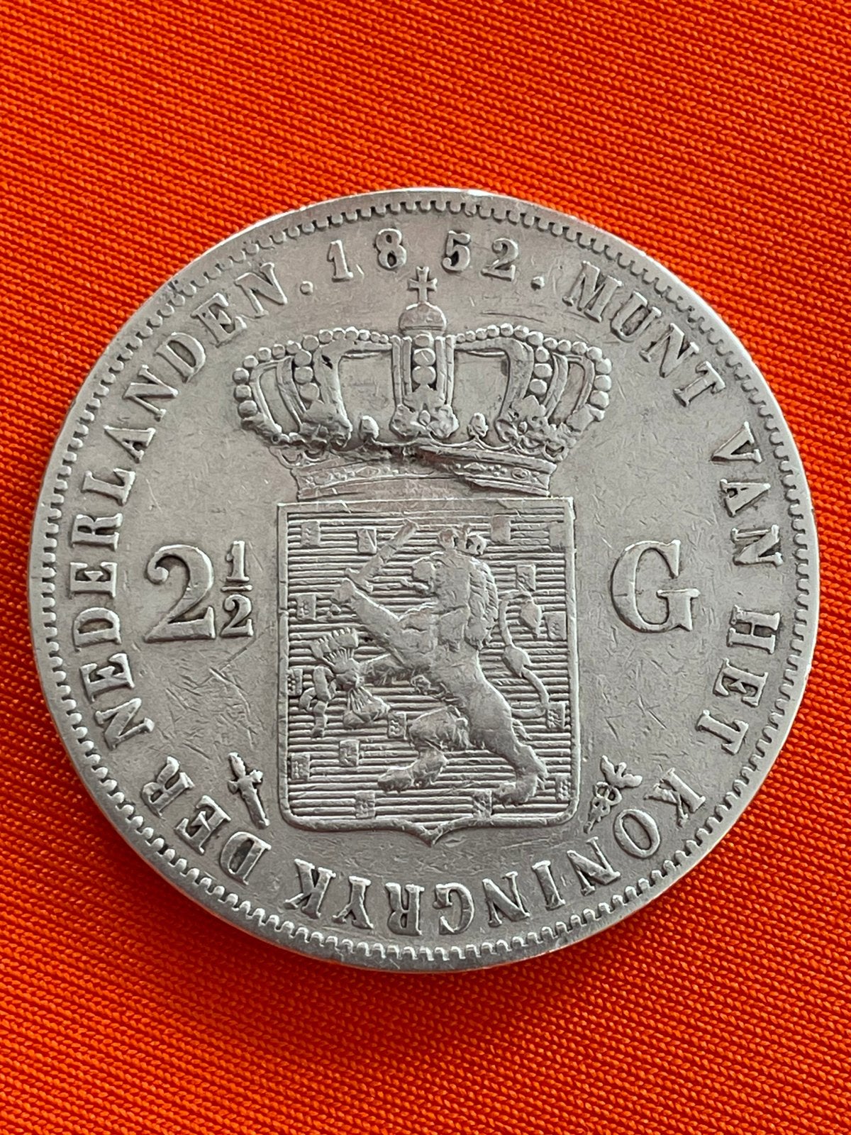 Rijksdaalder 1852. b. Zonder punt tussen I P, Postzegels en Munten, Munten | Nederland, Verzenden, Koning Willem III, 2½ gulden