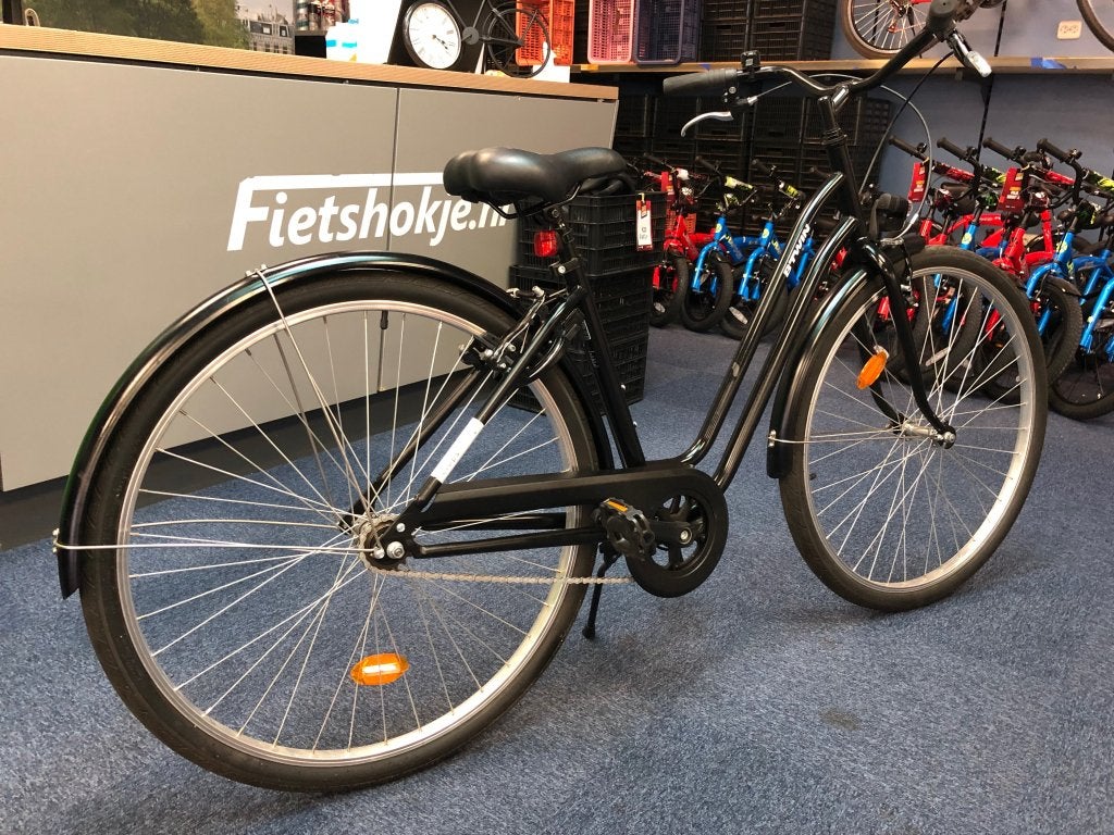 Fietshokje Raaks: Btwin Damesfiets, Velgrem, Niet ingevuld, Minder dan 47 cm, Niet ingevuld