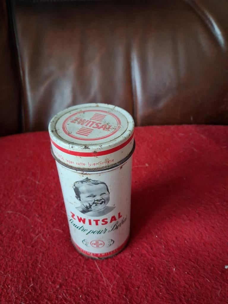 Te koop oud blikje van zwitsal talk poeder., Verzamelen, Blikken, Ophalen of Verzenden, Gebruikt, Overige