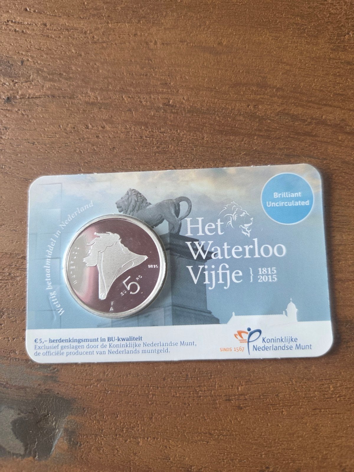 Het Waterloo Vijfje 2015 - Zwaar verzilverde €5 munt, Koningin Beatrix, Zilver, Losse munt, Overige waardes