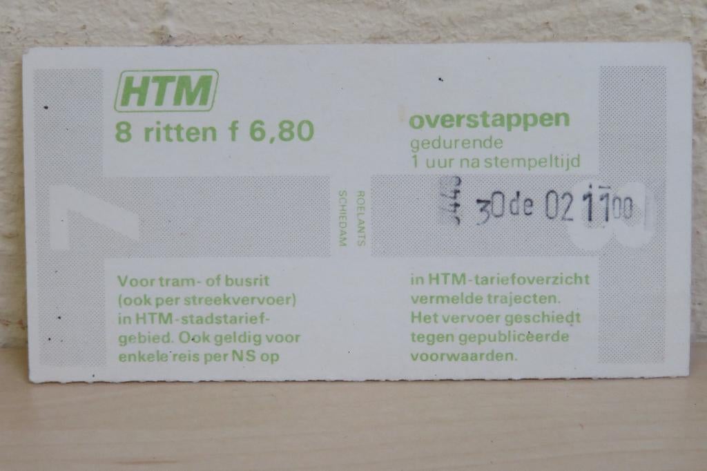 Oude HTM 8 rittenkaart (helft), Ophalen of Verzenden, Gebruikt